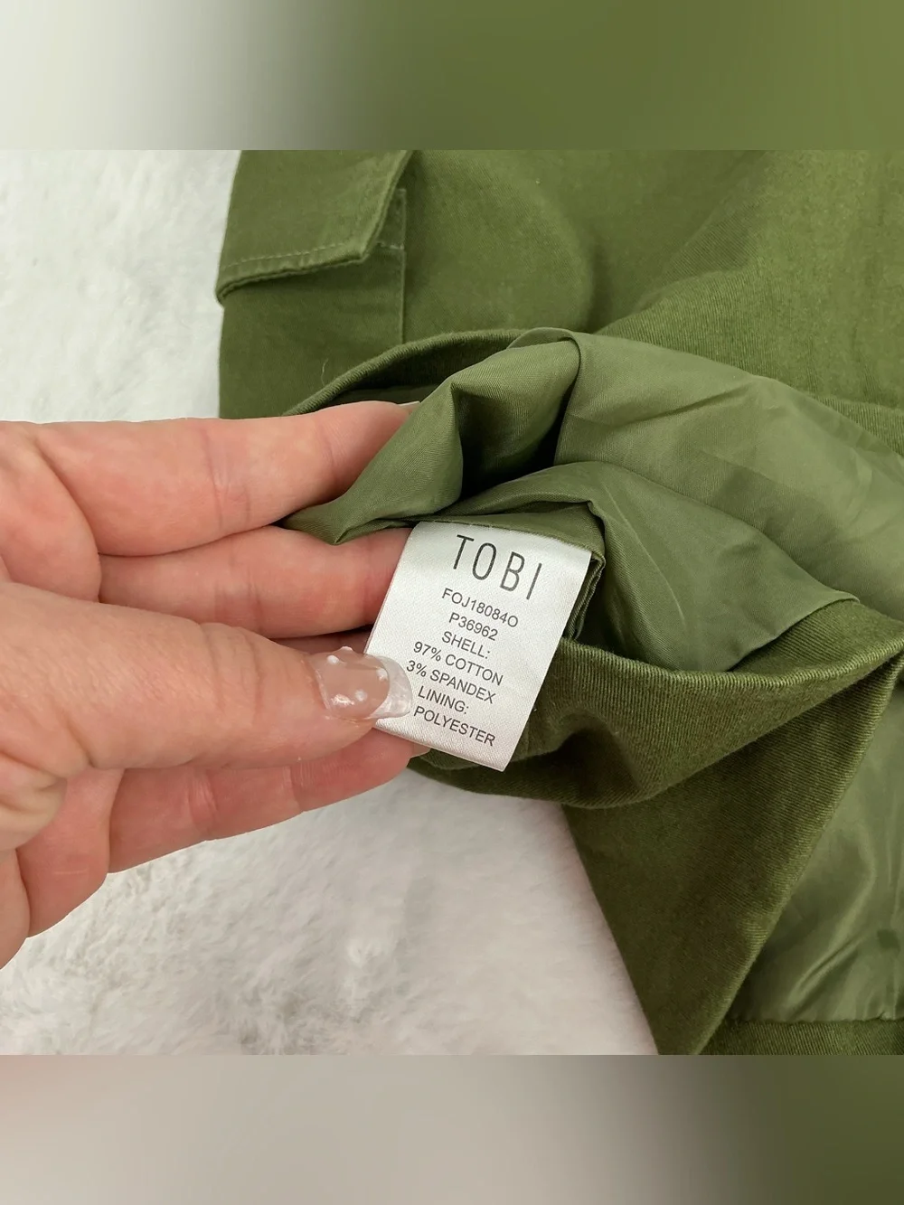 Tobi Olive Green Button-Front Cargo Mini Skirt with Belt